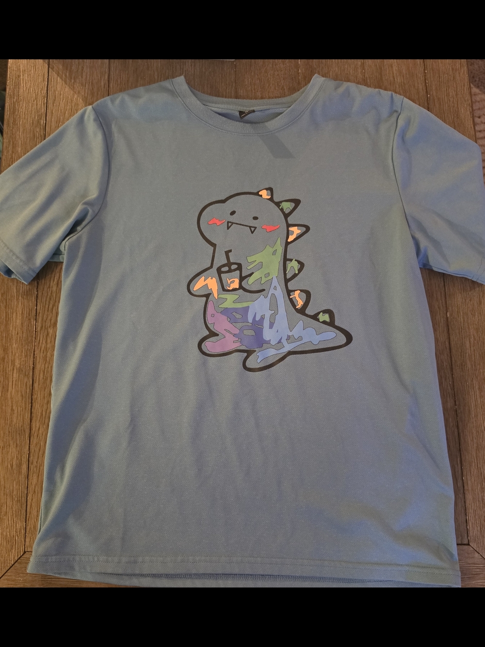 SHEIN Blue Adults Short Sleeve Colorful Dino Graphic Tee Size XS